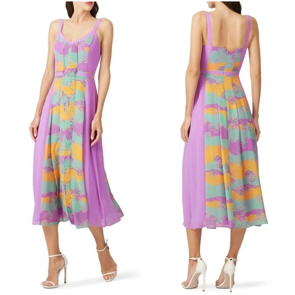 Three Floor Pastel Plisse Midi Dress - Picture 1 of 14